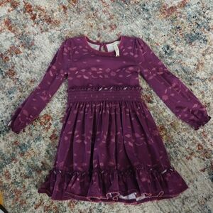 Matilda Jane Plum Floral Long-Sleeve Ruffle Dress Size 4